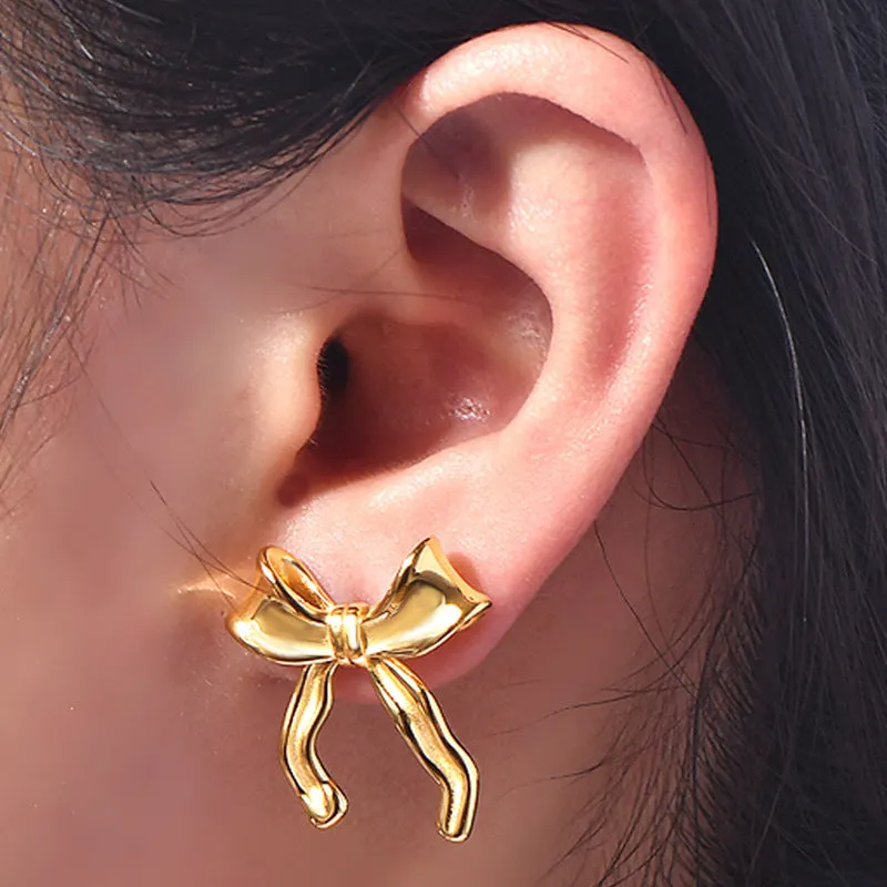 Wholesale Bowknot Earrings Women's  Niche Design Sense Exaggerated Earrings Personalized Simple All-match Earrings