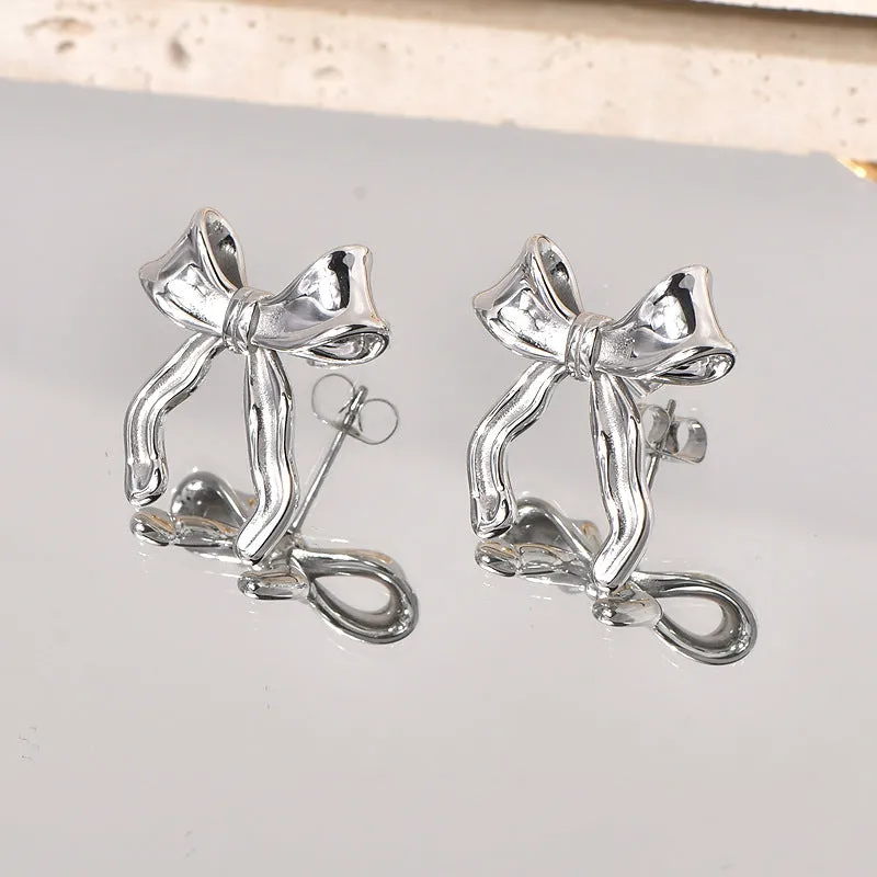Wholesale Bowknot Earrings Women's  Niche Design Sense Exaggerated Earrings Personalized Simple All-match Earrings