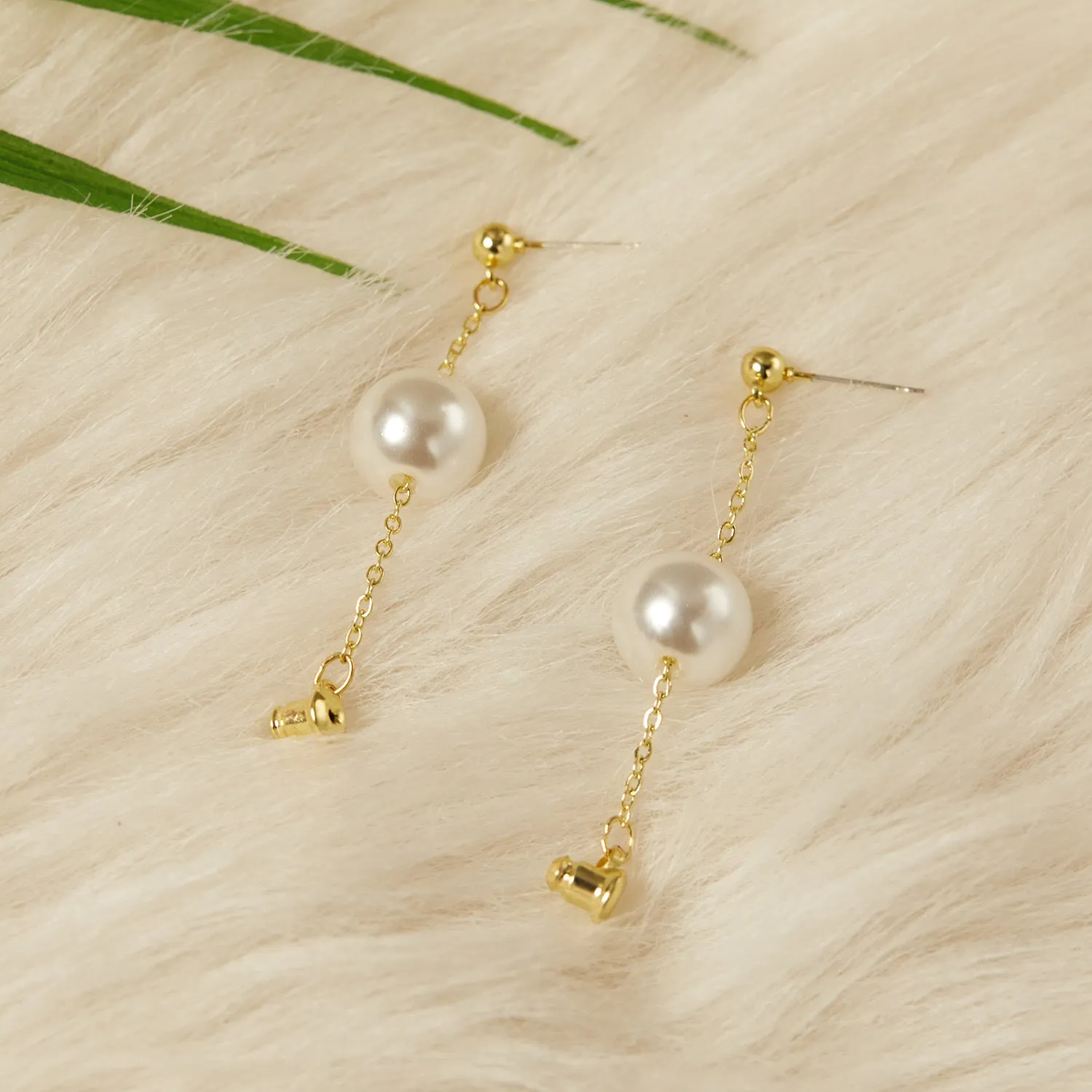 Wholesale Braided Champagne Imitation Pearl Hoop Earrings
