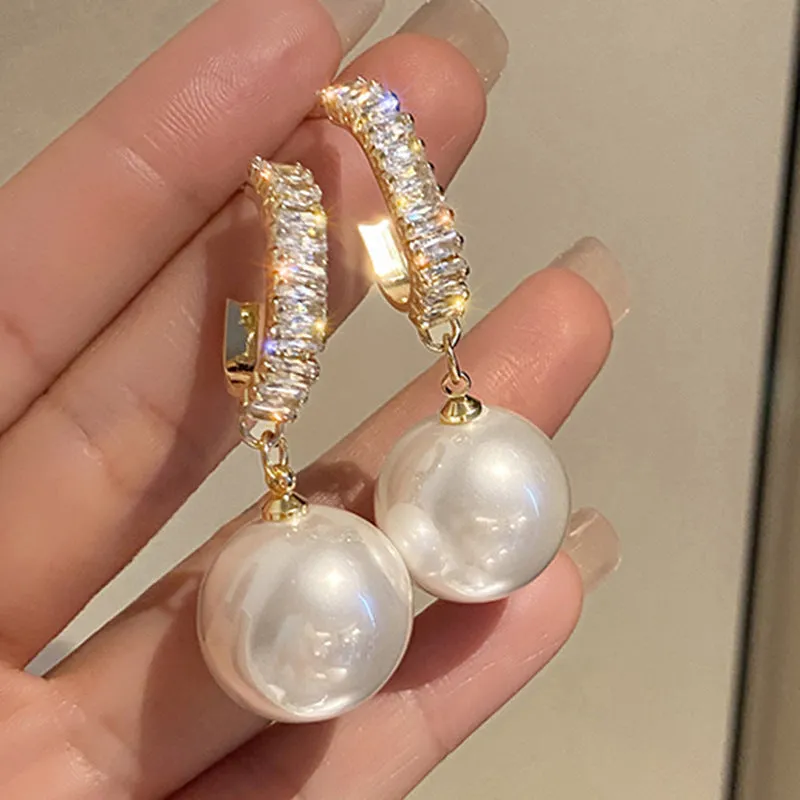 Wholesale Braided Champagne Imitation Pearl Hoop Earrings