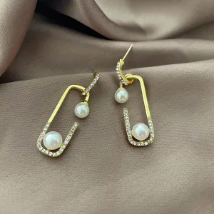 Wholesale Braided Champagne Imitation Pearl Hoop Earrings
