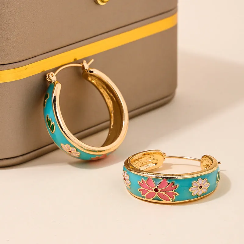 Wholesale buckle micro-inlaid color all-match design flower earrings