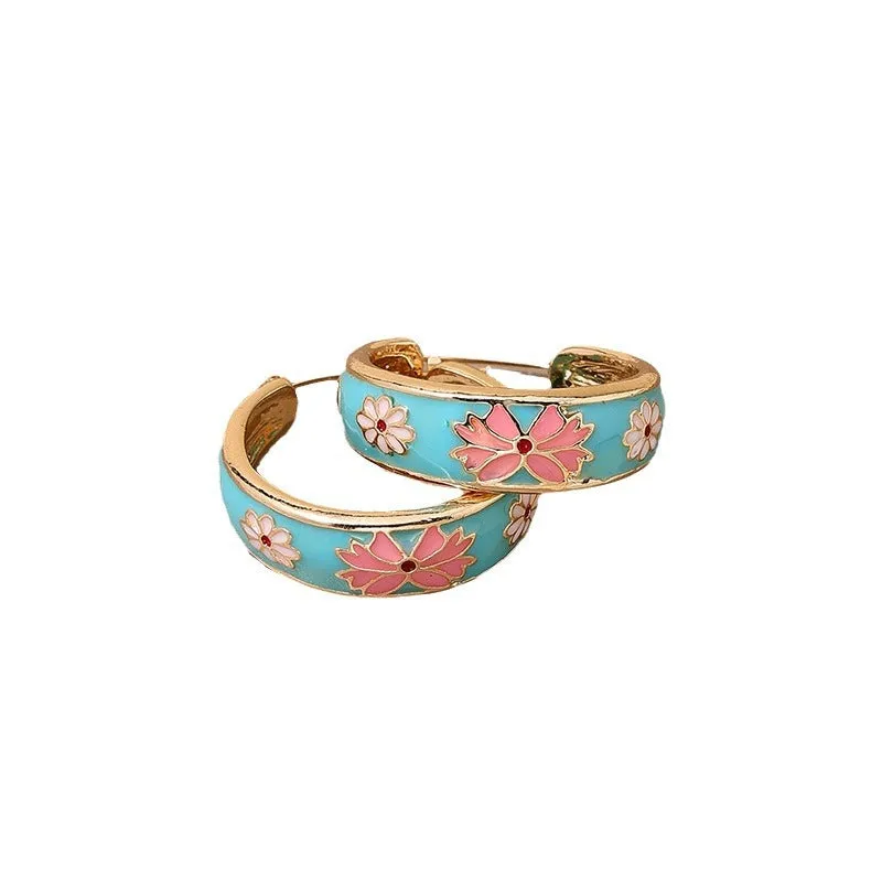 Wholesale buckle micro-inlaid color all-match design flower earrings
