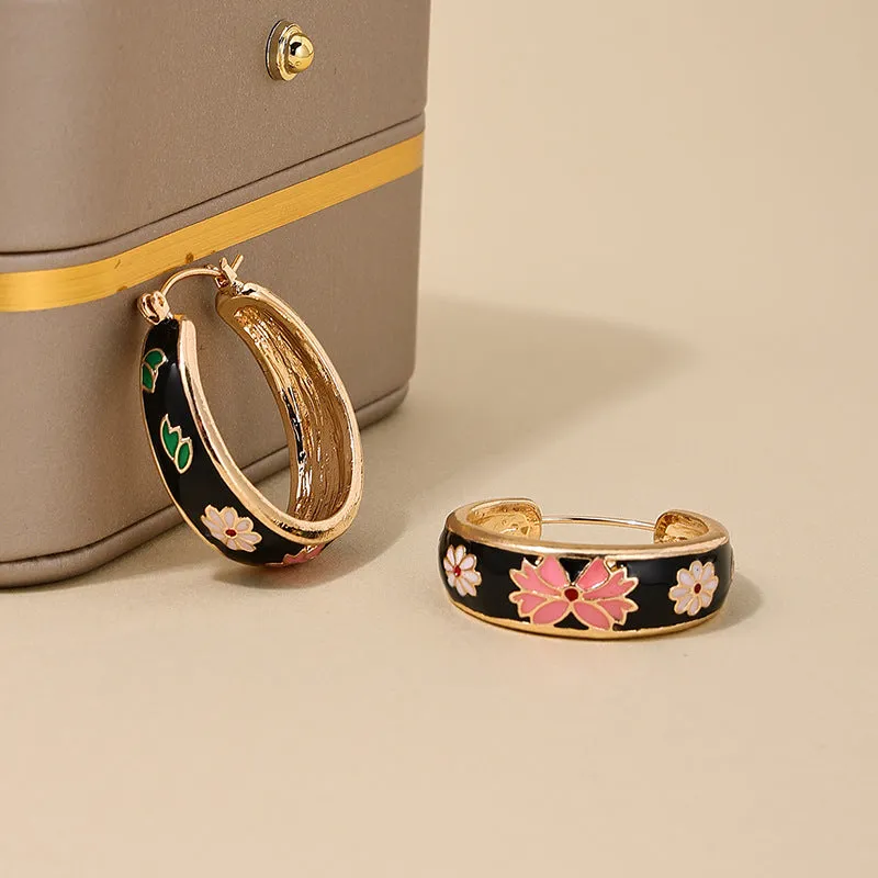 Wholesale buckle micro-inlaid color all-match design flower earrings