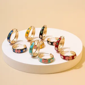Wholesale buckle micro-inlaid color all-match design flower earrings