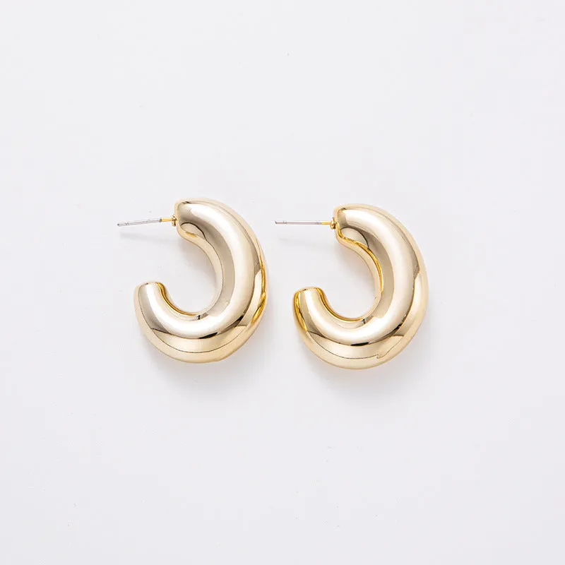 Wholesale C-shaped Electroplating Simple Plain Ring Acrylic Earrings