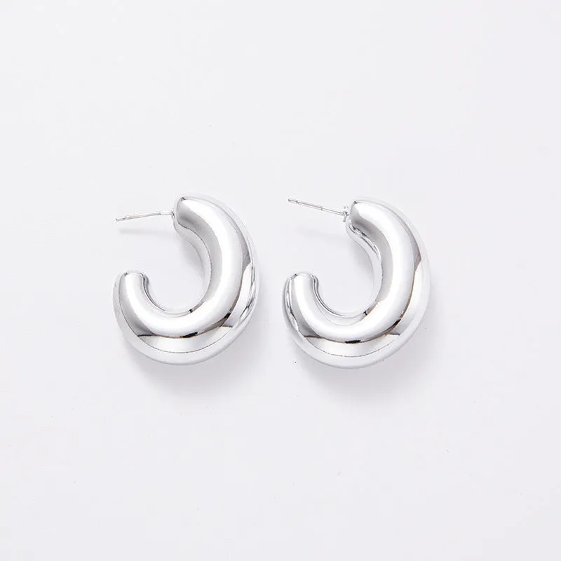 Wholesale C-shaped Electroplating Simple Plain Ring Acrylic Earrings