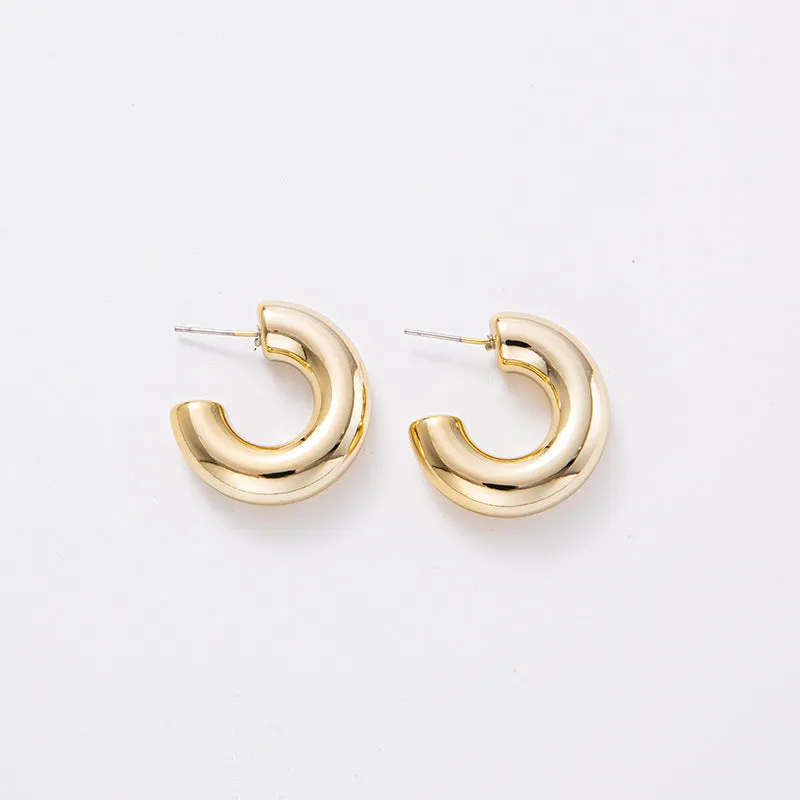 Wholesale C-shaped Electroplating Simple Plain Ring Acrylic Earrings