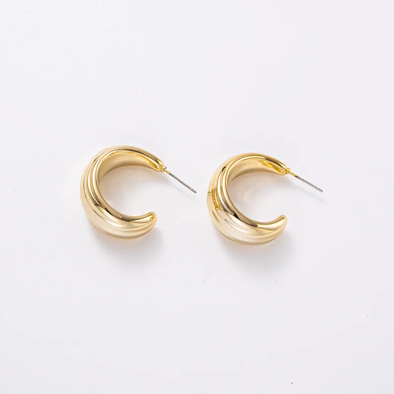 Wholesale C-shaped Electroplating Simple Plain Ring Acrylic Earrings
