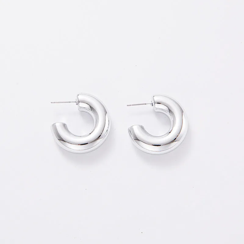 Wholesale C-shaped Electroplating Simple Plain Ring Acrylic Earrings