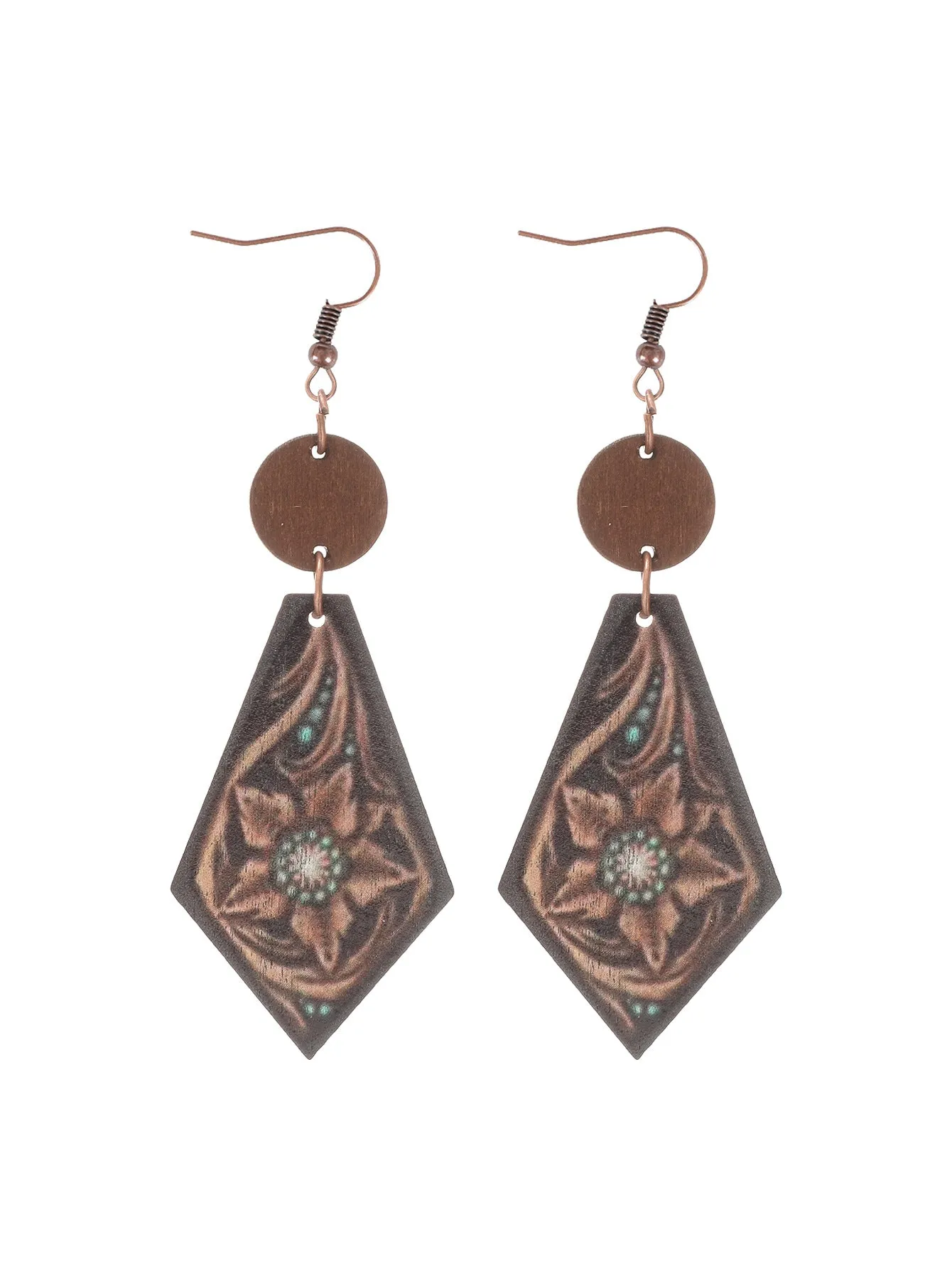 Wholesale cactus sheep head pattern irregular shape wooden earrings