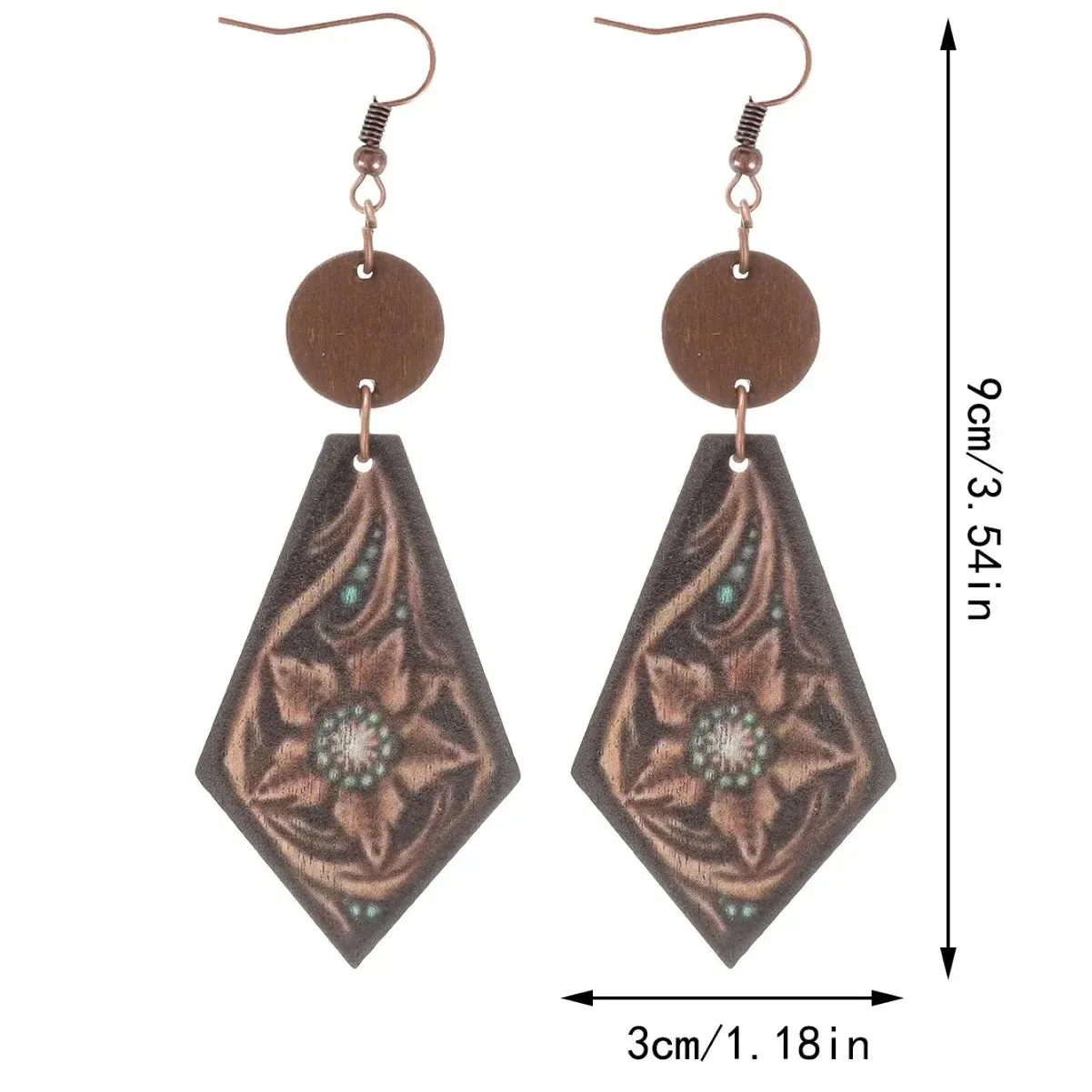 Wholesale cactus sheep head pattern irregular shape wooden earrings