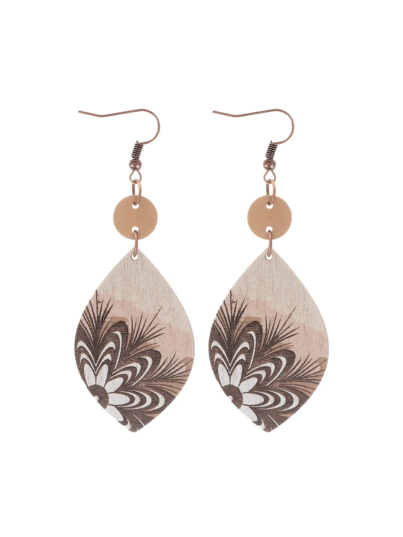 Wholesale cactus sheep head pattern irregular shape wooden earrings