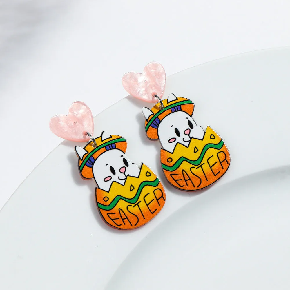 Wholesale Carnival Cartoon Rabbit Earrings Easter Animal Party Festival Cute Rabbit Acrylic Earrings