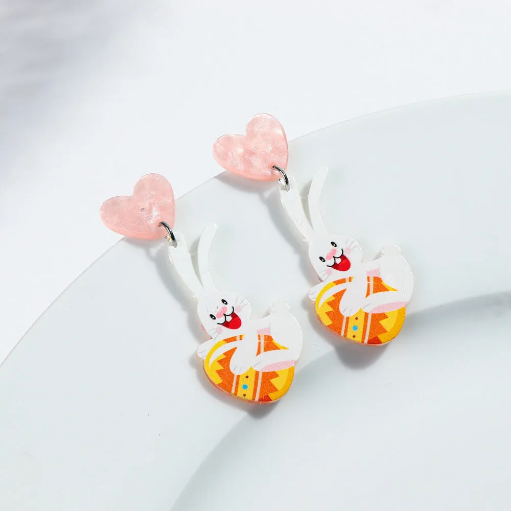 Wholesale Carnival Cartoon Rabbit Earrings Easter Animal Party Festival Cute Rabbit Acrylic Earrings