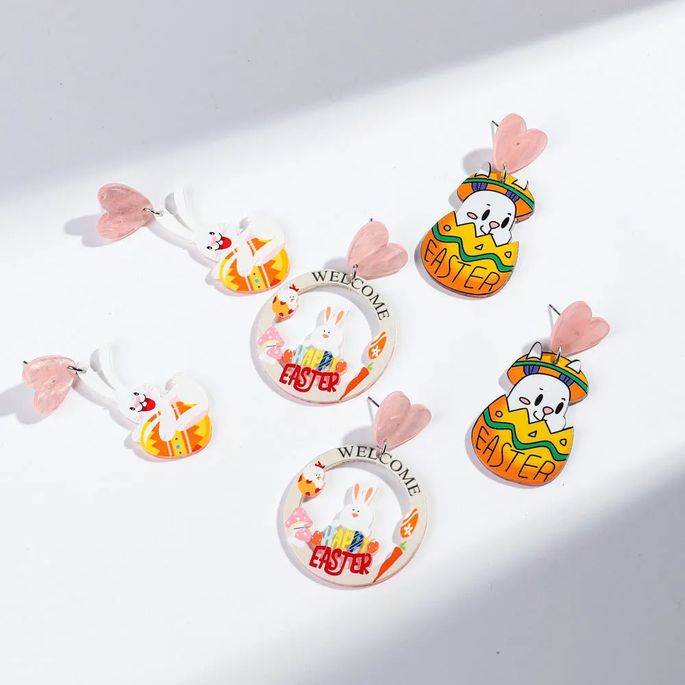 Wholesale Carnival Cartoon Rabbit Earrings Easter Animal Party Festival Cute Rabbit Acrylic Earrings