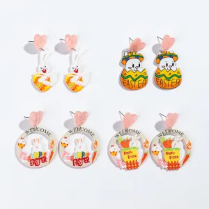 Wholesale Carnival Cartoon Rabbit Earrings Easter Animal Party Festival Cute Rabbit Acrylic Earrings