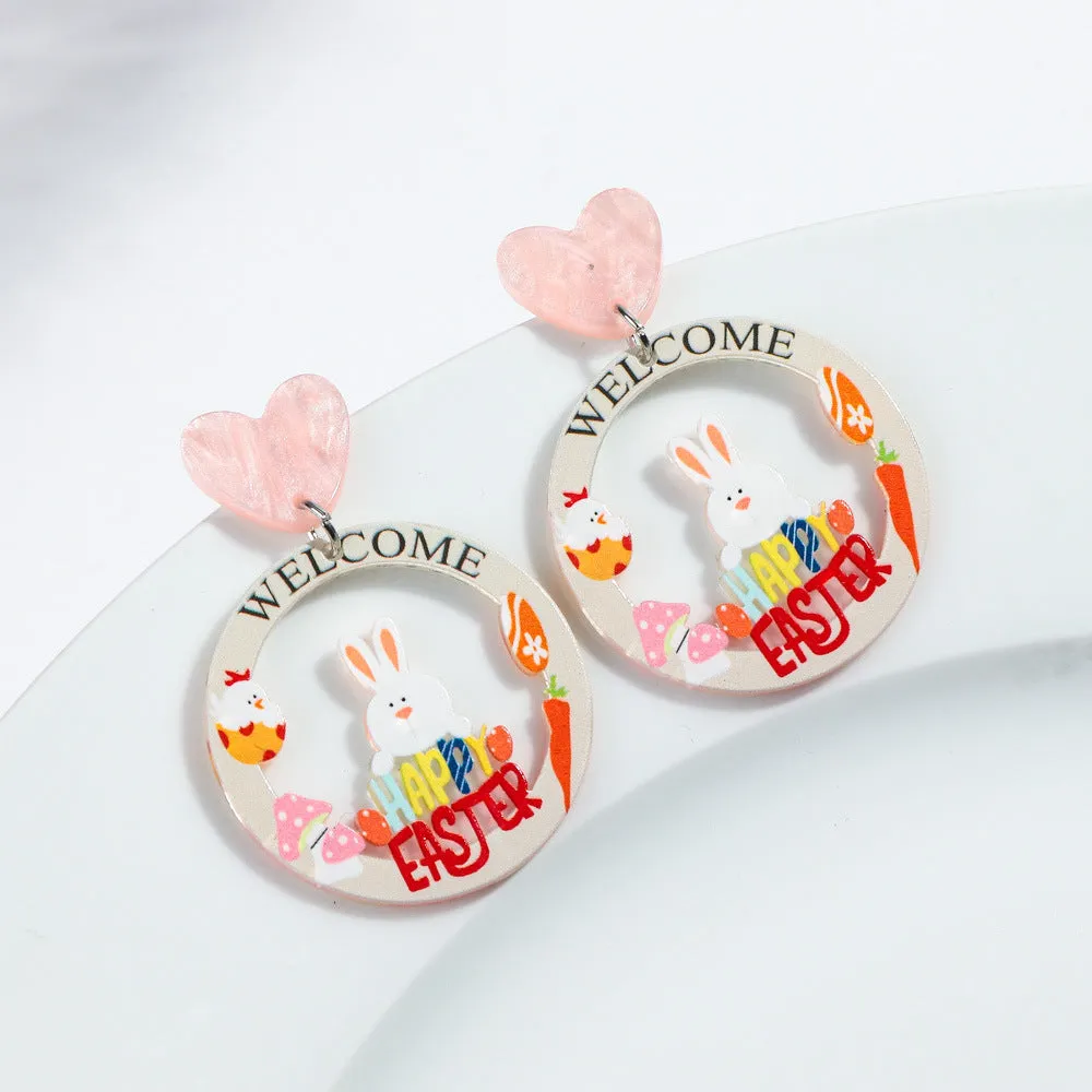 Wholesale Carnival Cartoon Rabbit Earrings Easter Animal Party Festival Cute Rabbit Acrylic Earrings