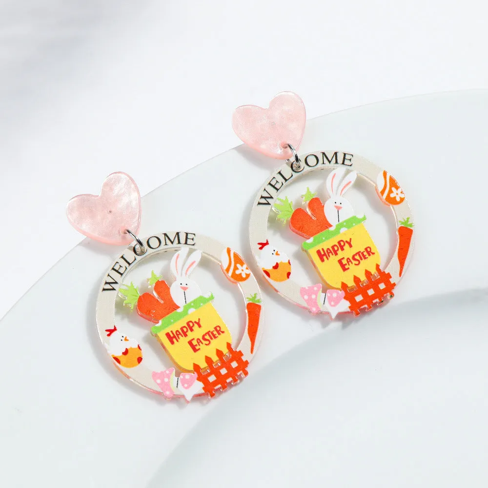 Wholesale Carnival Cartoon Rabbit Earrings Easter Animal Party Festival Cute Rabbit Acrylic Earrings