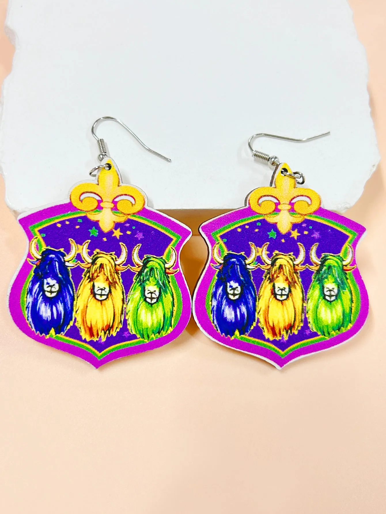 Wholesale Carnival clown mask crown cap lips gradient water drop three-color yak hip hop party earrings