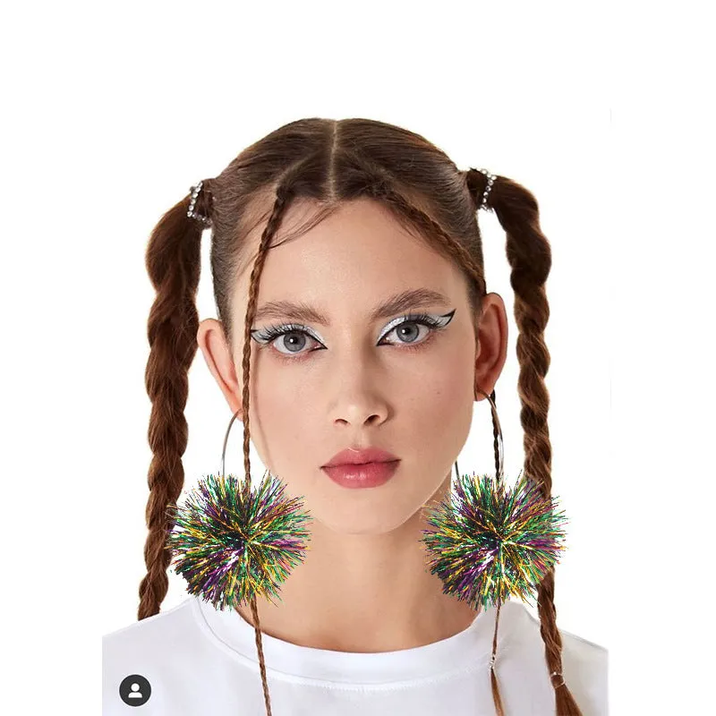 Wholesale Carnival Decorative Earrings Colorful Bright Ball Exaggerated Holiday Party Earrings