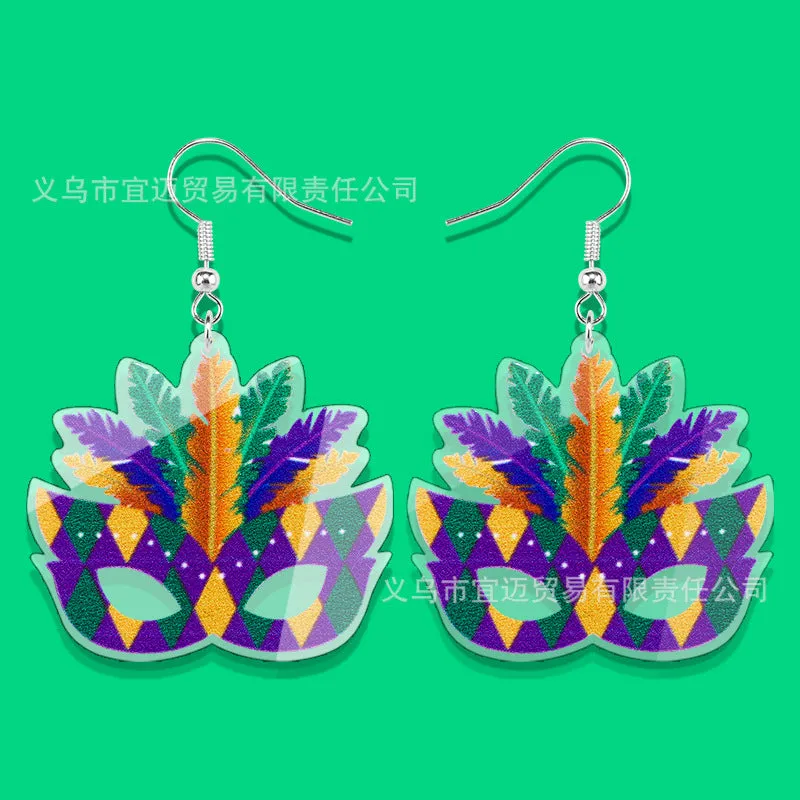 Wholesale carnival earrings children mask party girl earrings MARD acrylic jewelry