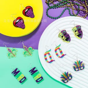 Wholesale carnival earrings children mask party girl earrings MARD acrylic jewelry