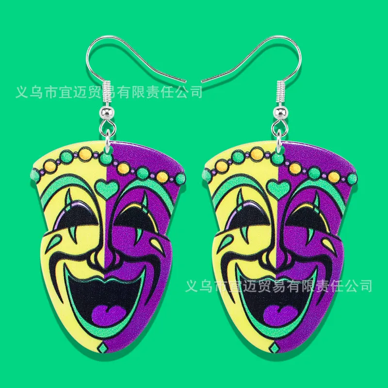 Wholesale carnival earrings children mask party girl earrings MARD acrylic jewelry