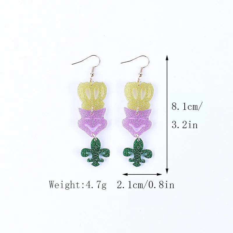 Wholesale Carnival earrings purple green yellow five-pointed star Crown Clown mask lobster earrings