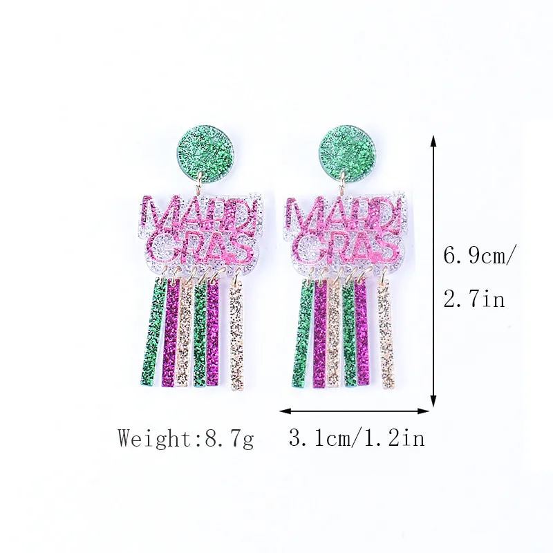 Wholesale Carnival earrings purple green yellow five-pointed star Crown Clown mask lobster earrings