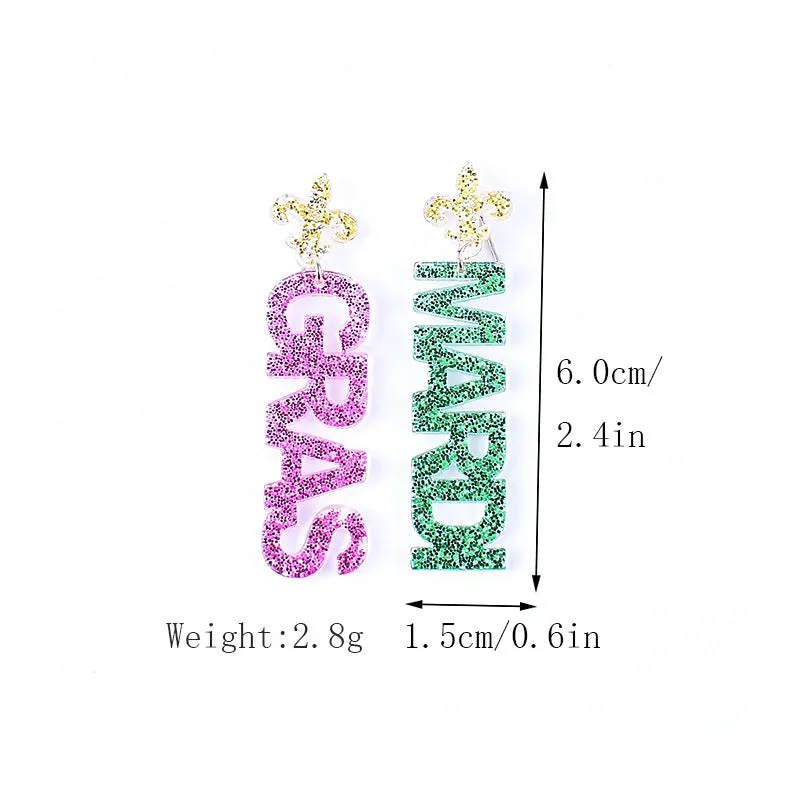 Wholesale Carnival earrings purple green yellow five-pointed star Crown Clown mask lobster earrings
