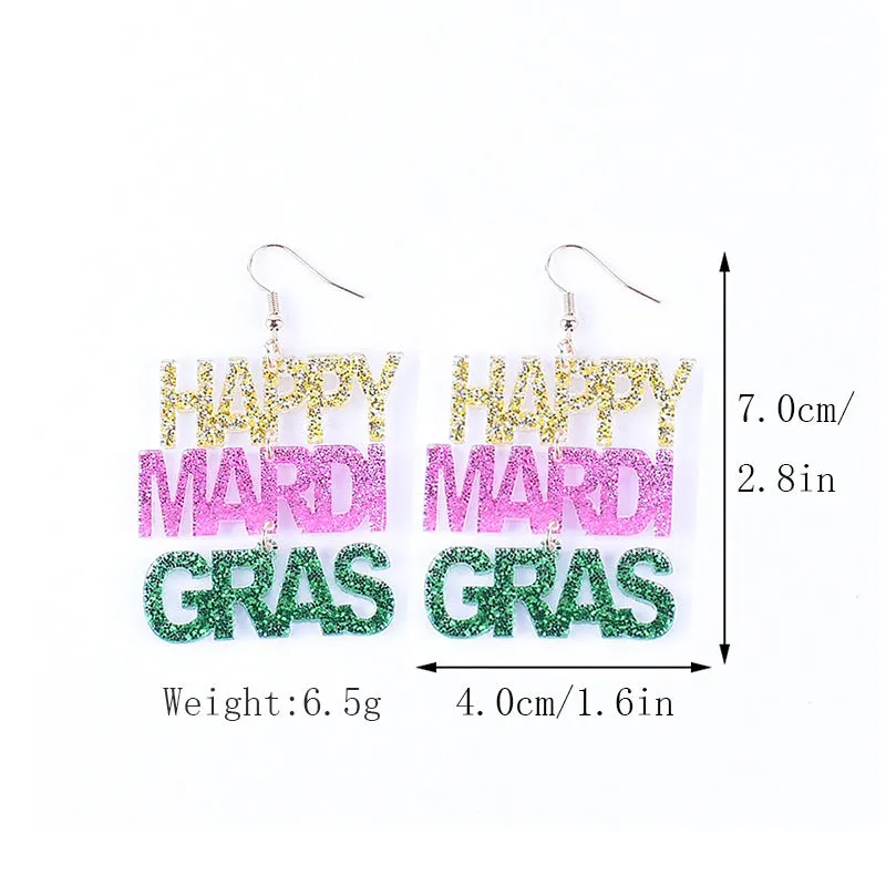 Wholesale Carnival earrings purple green yellow five-pointed star Crown Clown mask lobster earrings