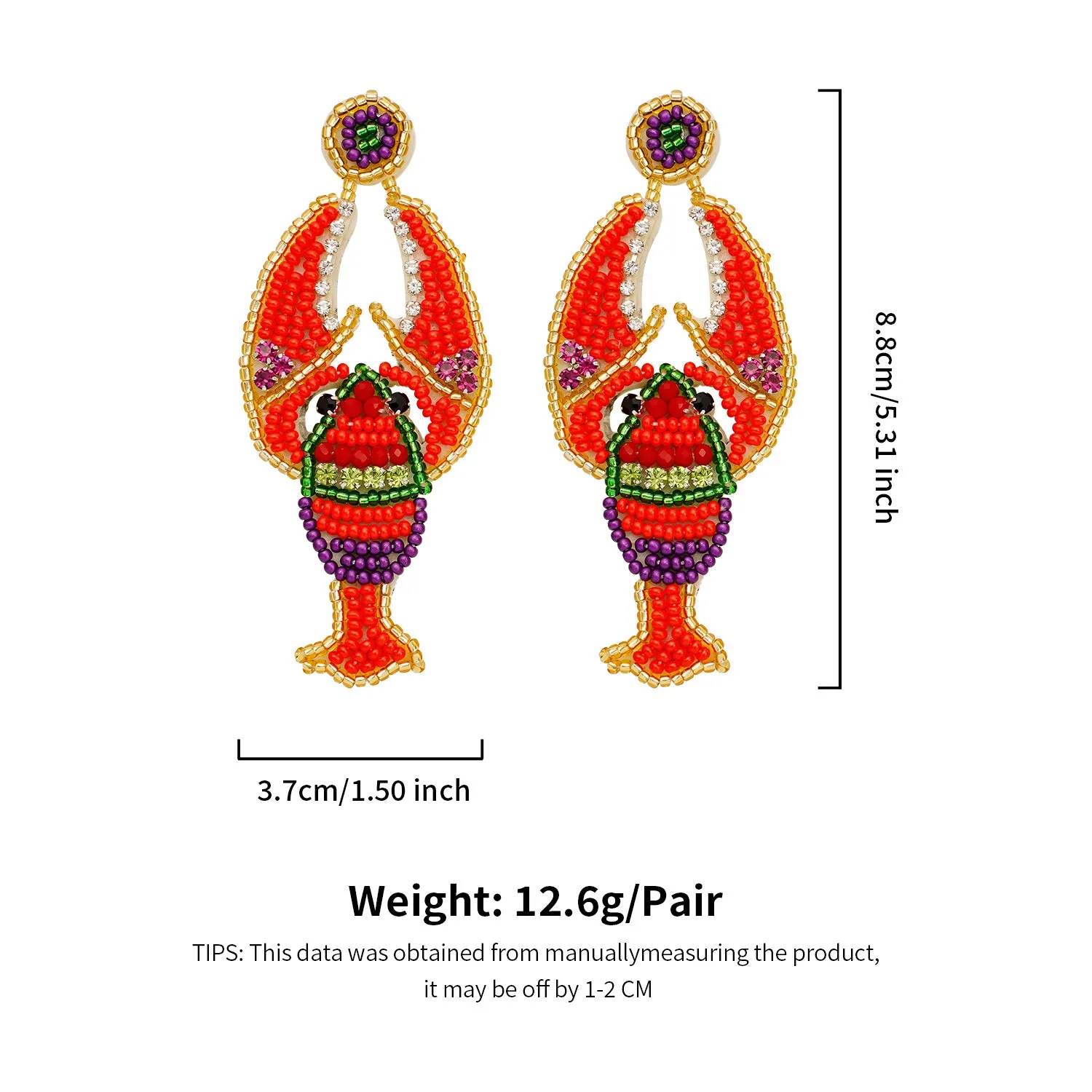 Wholesale Carnival Festival High-end Handmade Rice Beads Feather Exaggerated Earrings for Women