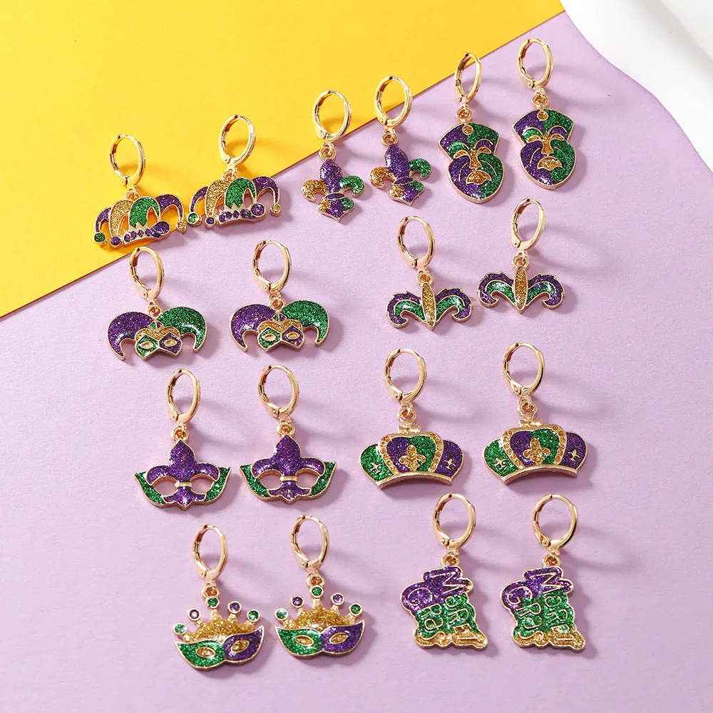 Wholesale Carnival Flash Iris Flower Mask  Crown Trendy Fashion All-match Earrings