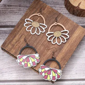 Wholesale Carnival Flower ribbon shape wooden earrings