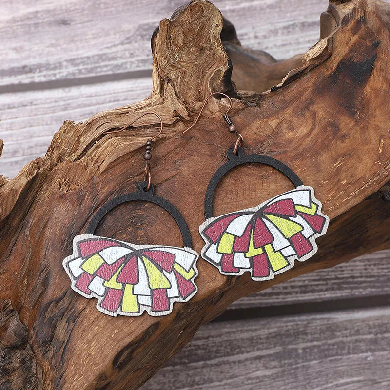 Wholesale Carnival Flower ribbon shape wooden earrings