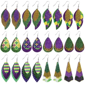 Wholesale Carnival Leather Earrings Multi-layer Stitching Leather Earrings