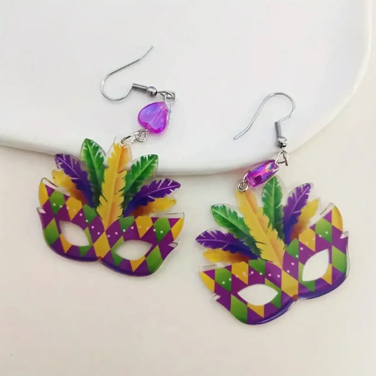 Wholesale Carnival Party Mask Acrylic Exaggerated Fashion Holiday Atmosphere Earrings