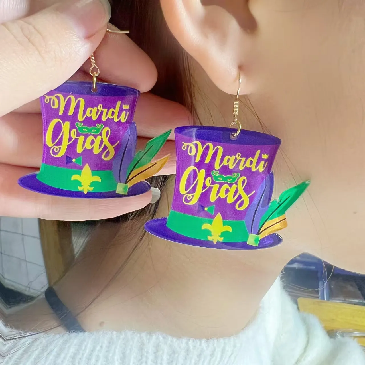 Wholesale Carnival Personality Earrings Wholesale Diamond Water Drop Hat Various Geometric Earrings