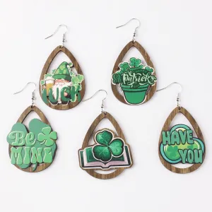 Wholesale Carnival Printed Wooden Drop Earrings