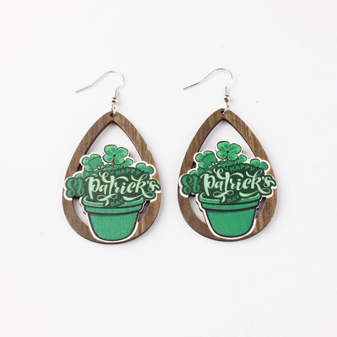 Wholesale Carnival Printed Wooden Drop Earrings