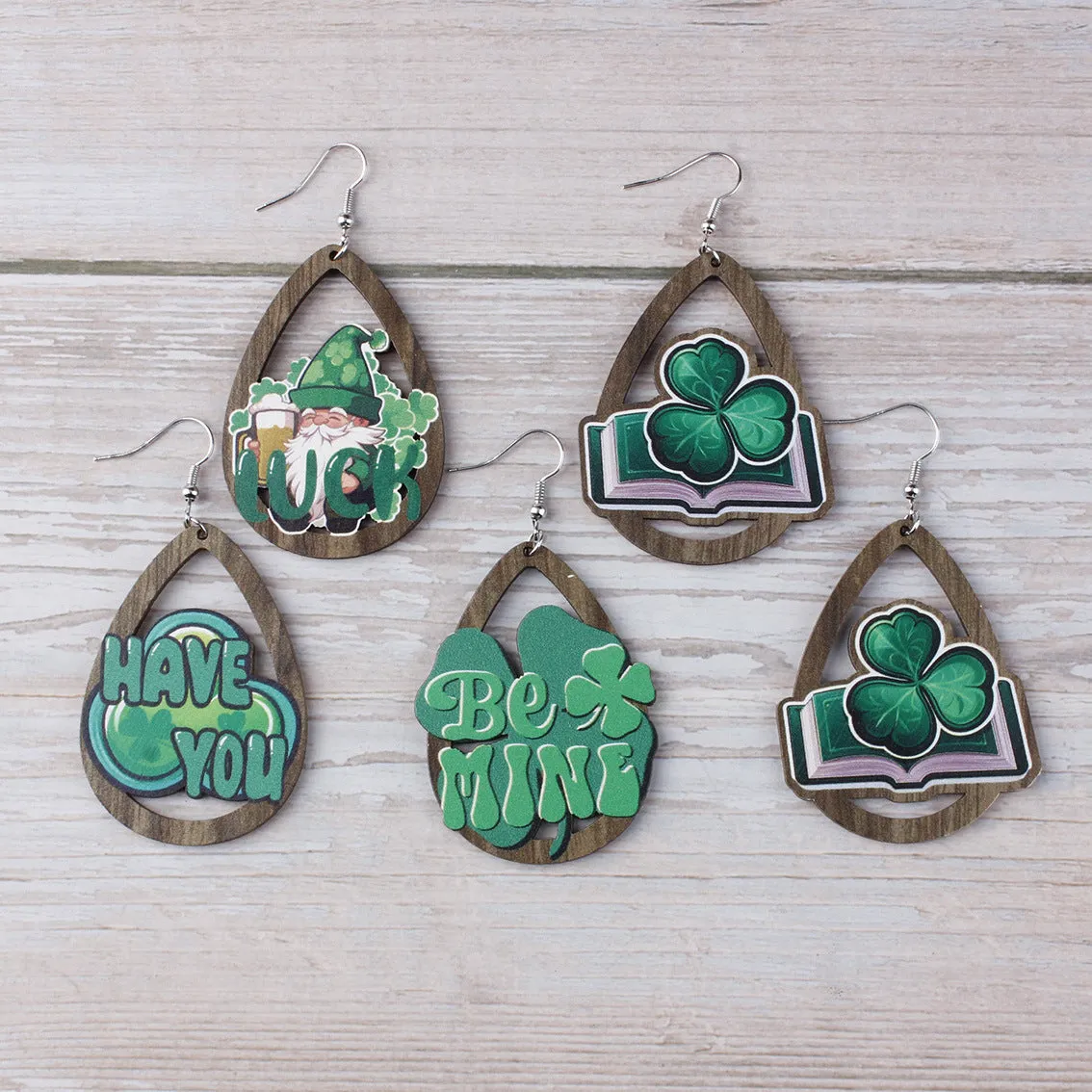 Wholesale Carnival Printed Wooden Drop Earrings