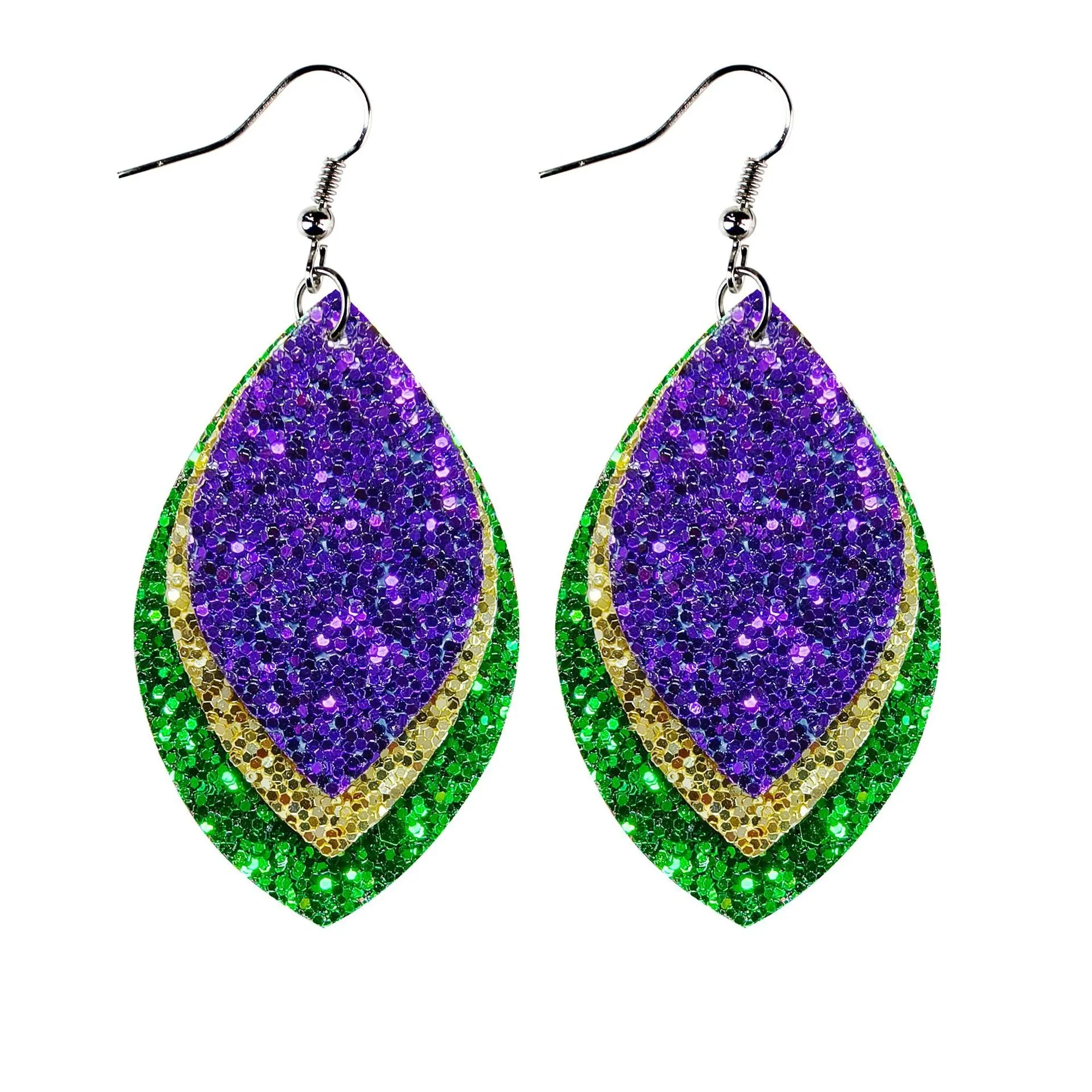 Wholesale Carnival Three-layer Leather Printed Powder Water Drop Leaves