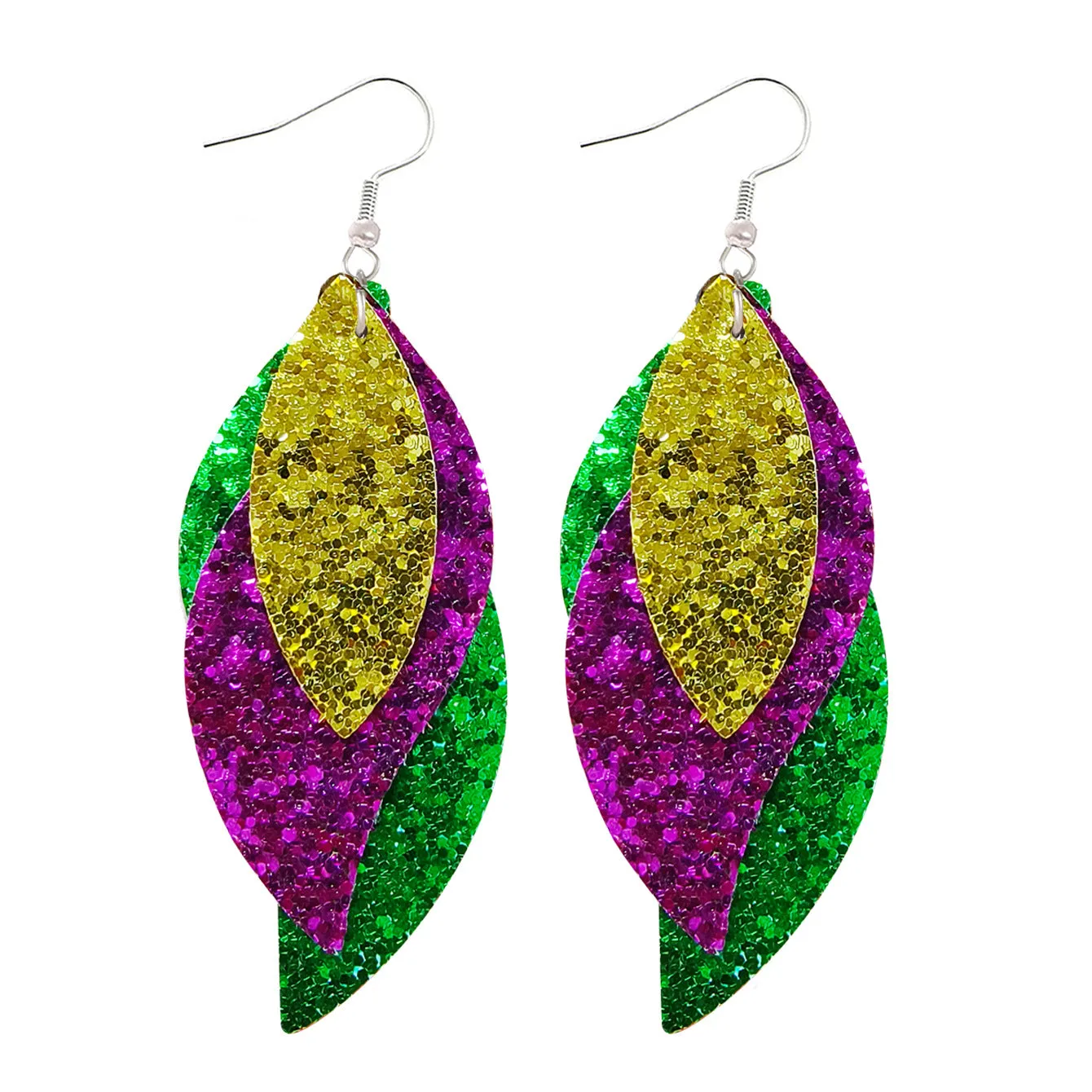 Wholesale Carnival Three-layer Leather Printed Powder Water Drop Leaves