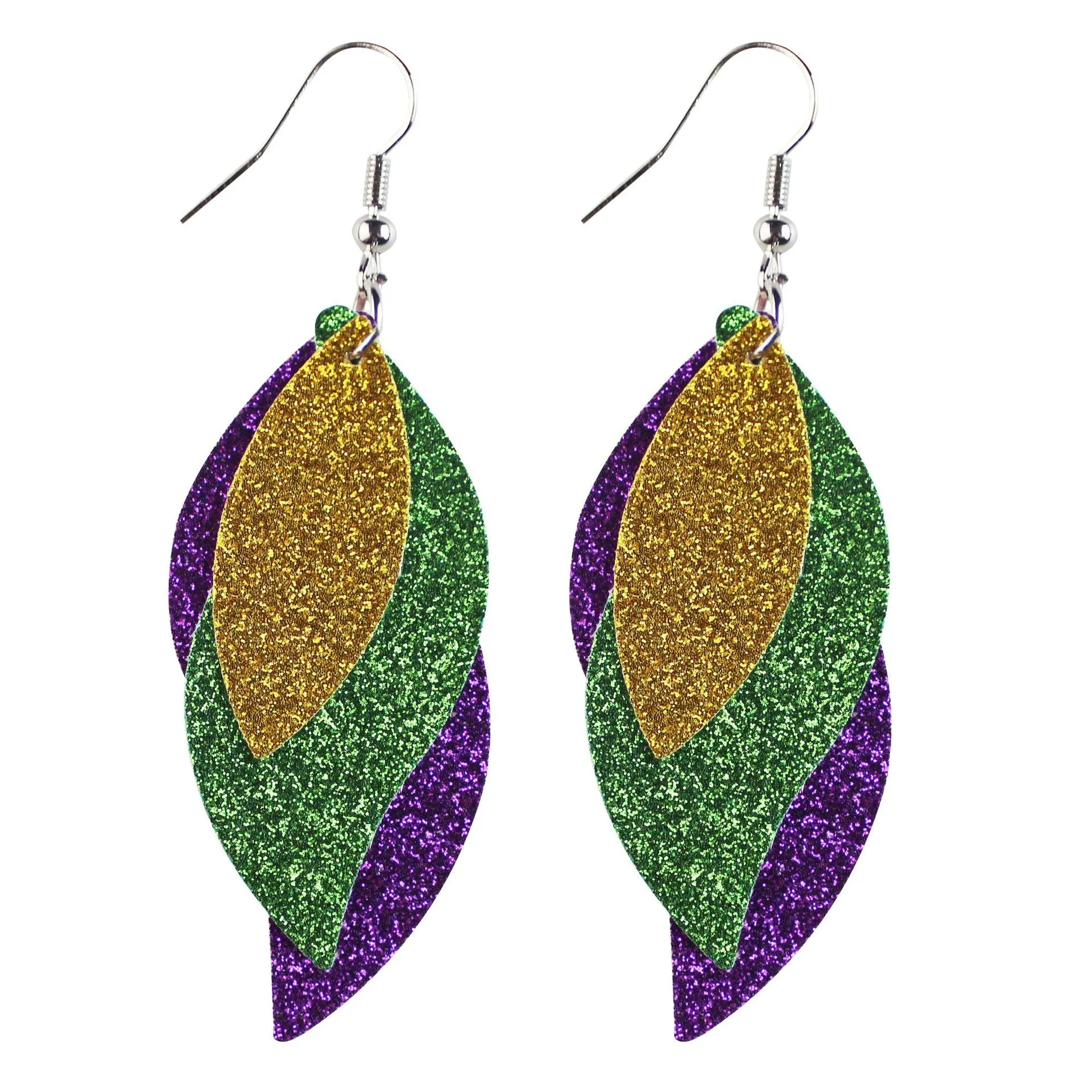 Wholesale Carnival Three-layer Leather Printed Powder Water Drop Leaves