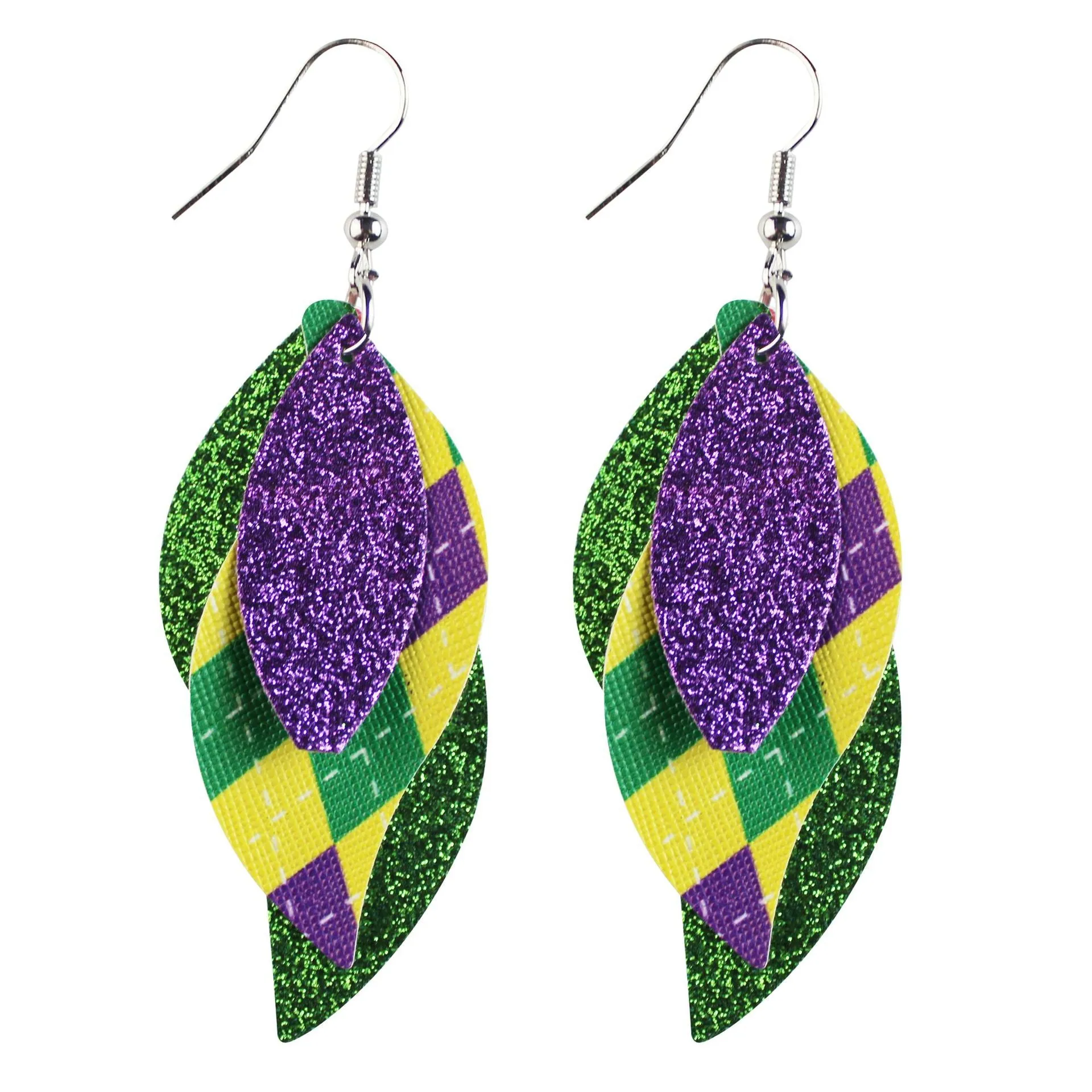 Wholesale Carnival Three-layer Leather Printed Powder Water Drop Leaves