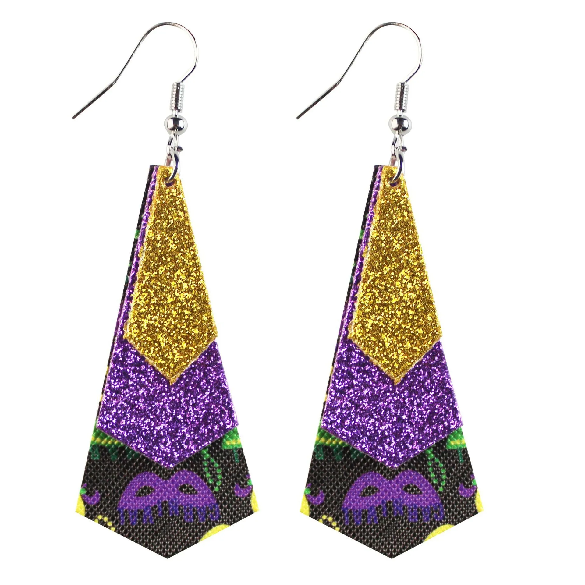 Wholesale Carnival Three-layer Leather Printed Powder Water Drop Leaves