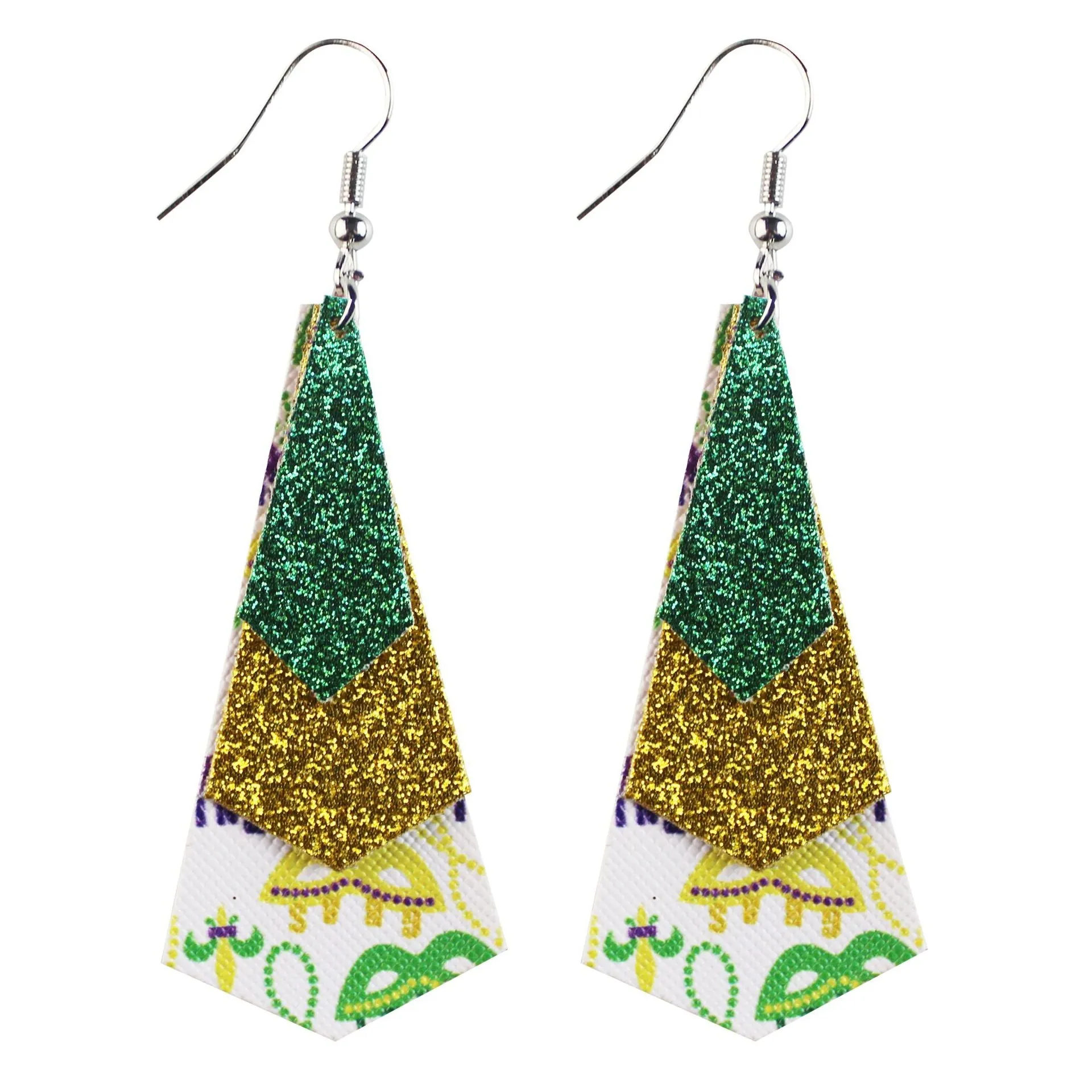 Wholesale Carnival Three-layer Leather Printed Powder Water Drop Leaves
