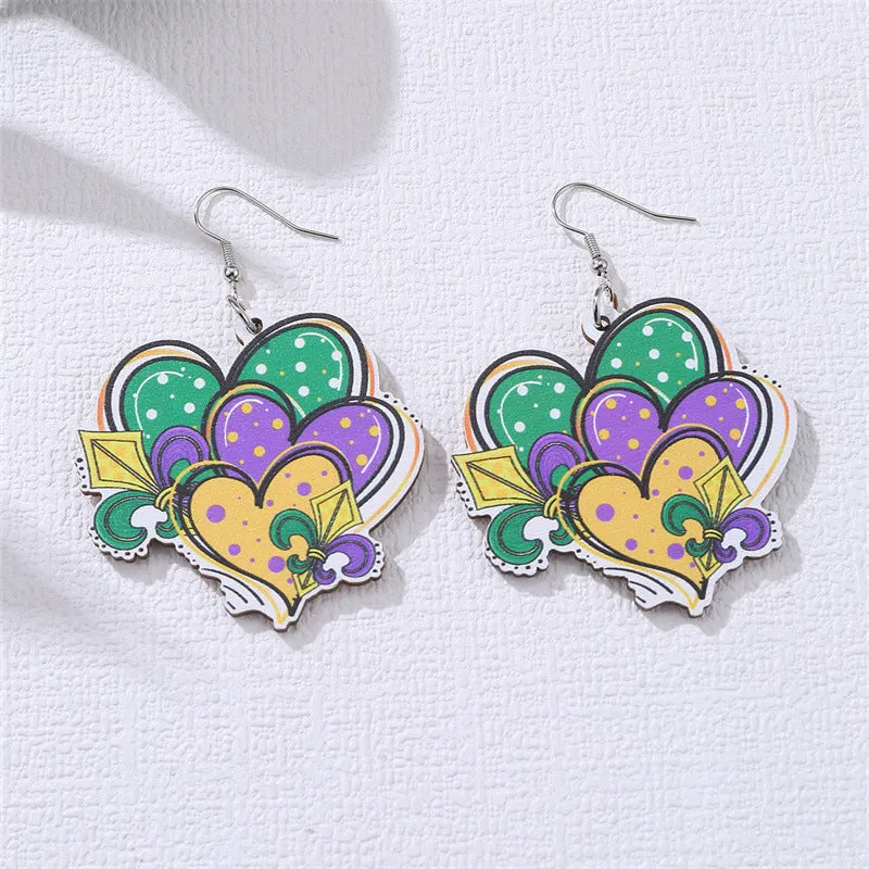 Wholesale Carnival wooden St. Patrick clown hat earrings holiday jewelry