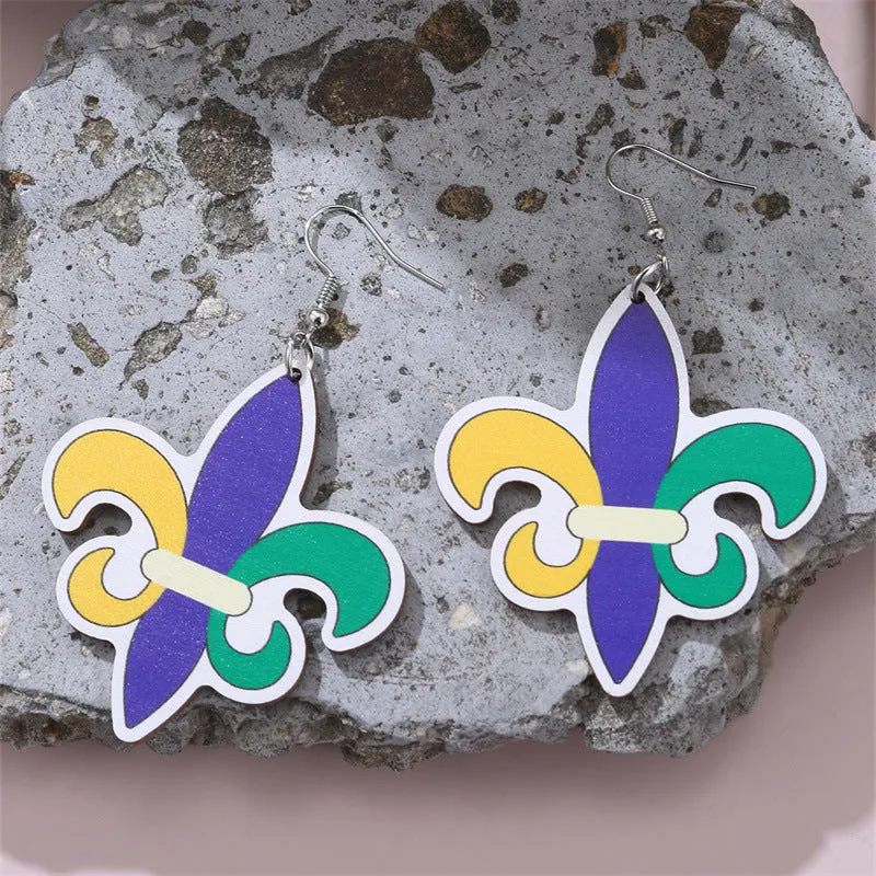 Wholesale Carnival wooden St. Patrick clown hat earrings holiday jewelry